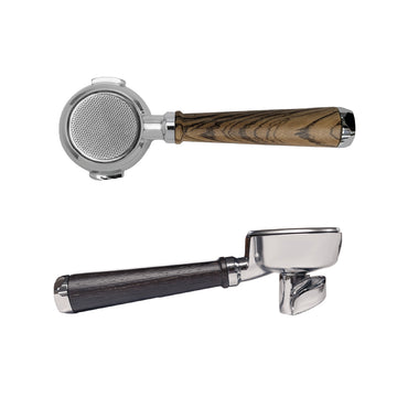 Lelit PLA580K Gem-shaped Bottomless Portafilter, Smoked Oak Wooden Handle